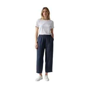 Quince 100% European Linen Pants Women's XS Deep Navy Blue Pull On Lagenlook